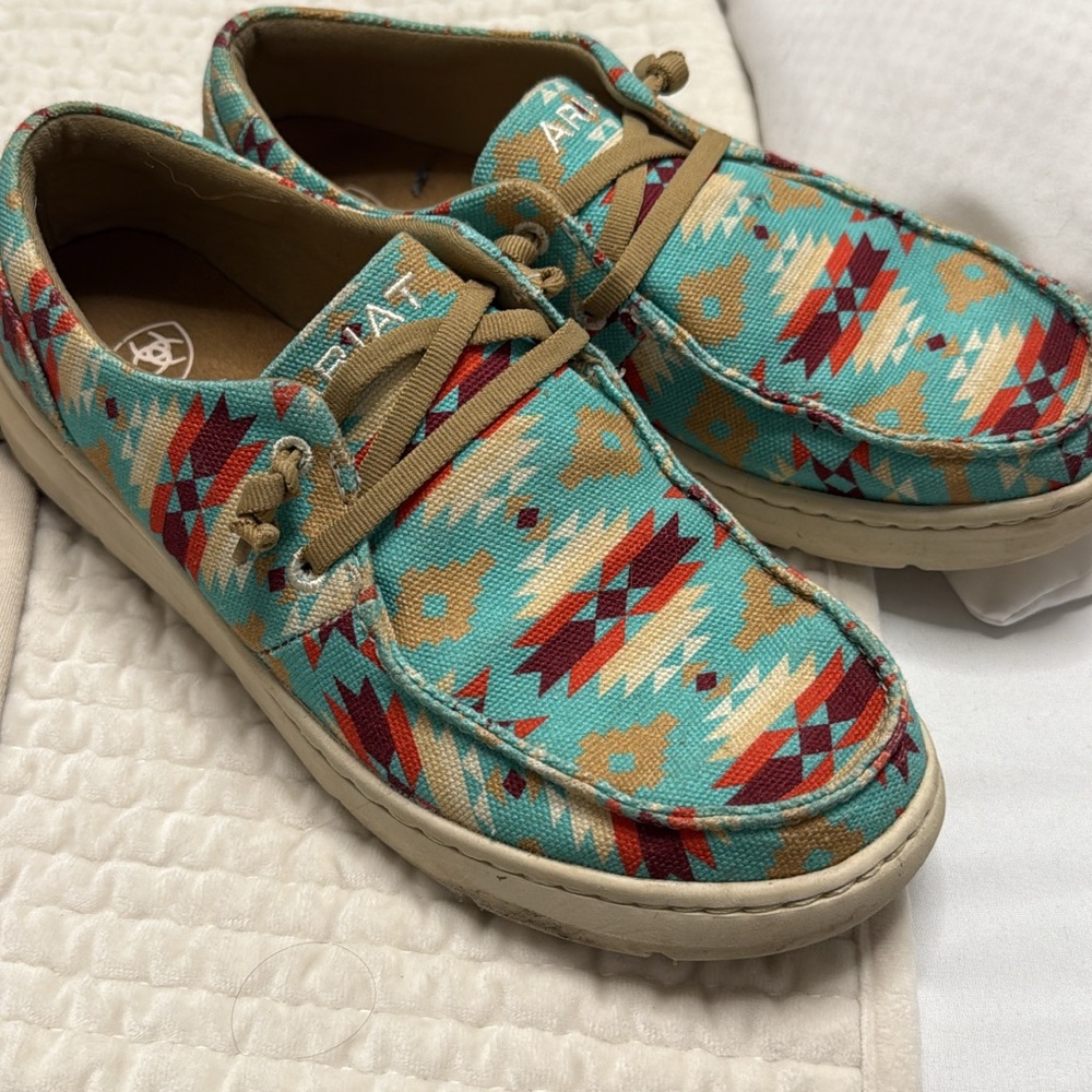 Ariat Blue and Red Geometric Flats